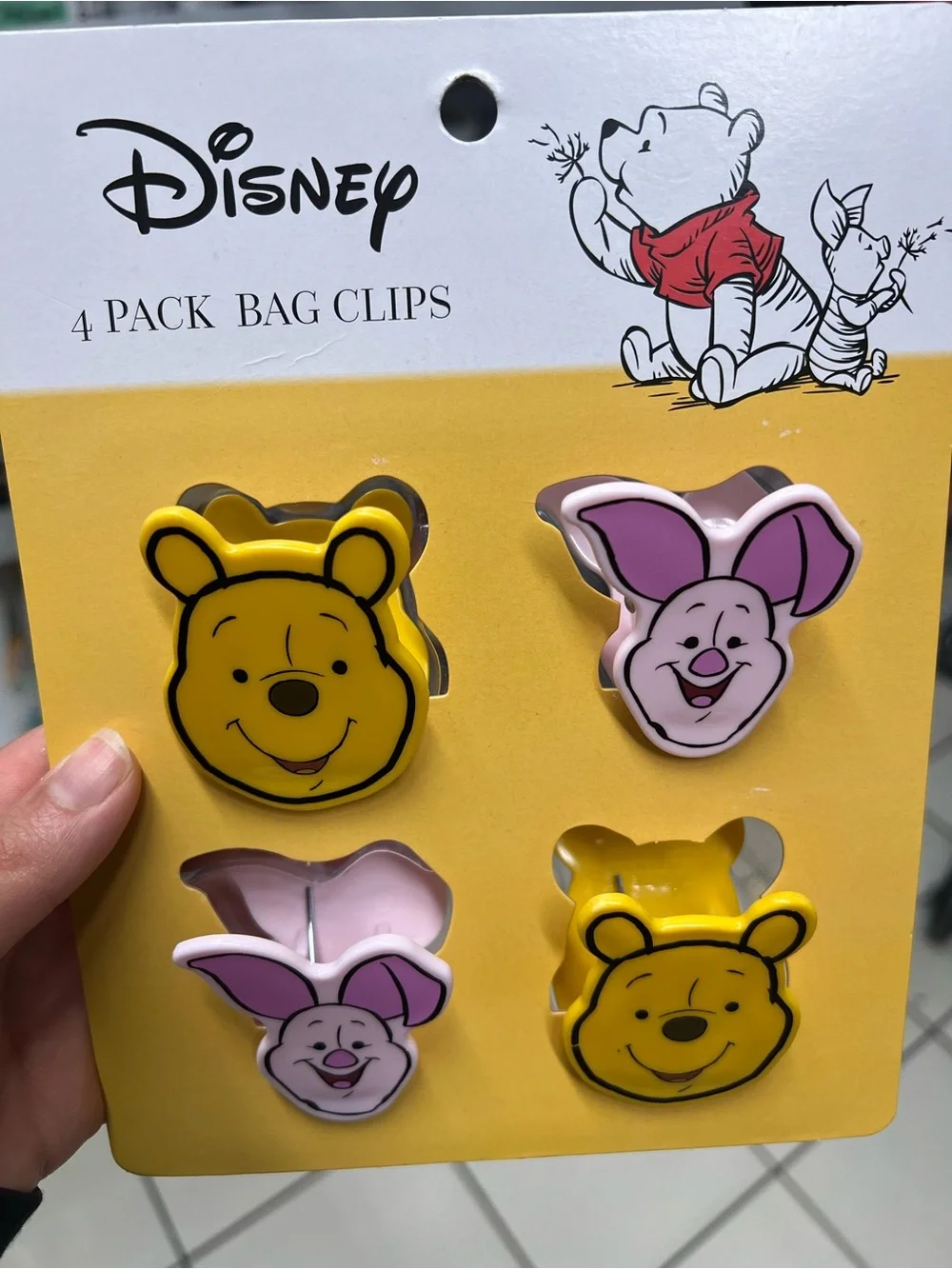 Disney Pooh & Piglet Bag Clips - Yellow and Pink